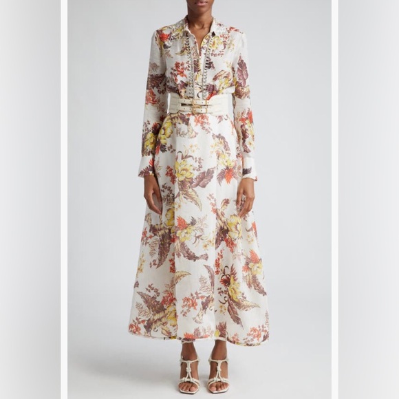 NWT $1150 Zimmermann Matchmaker Floral Print Linen & Silk Maxi Skirt 0P (2P US)! - Picture 2 of 8
